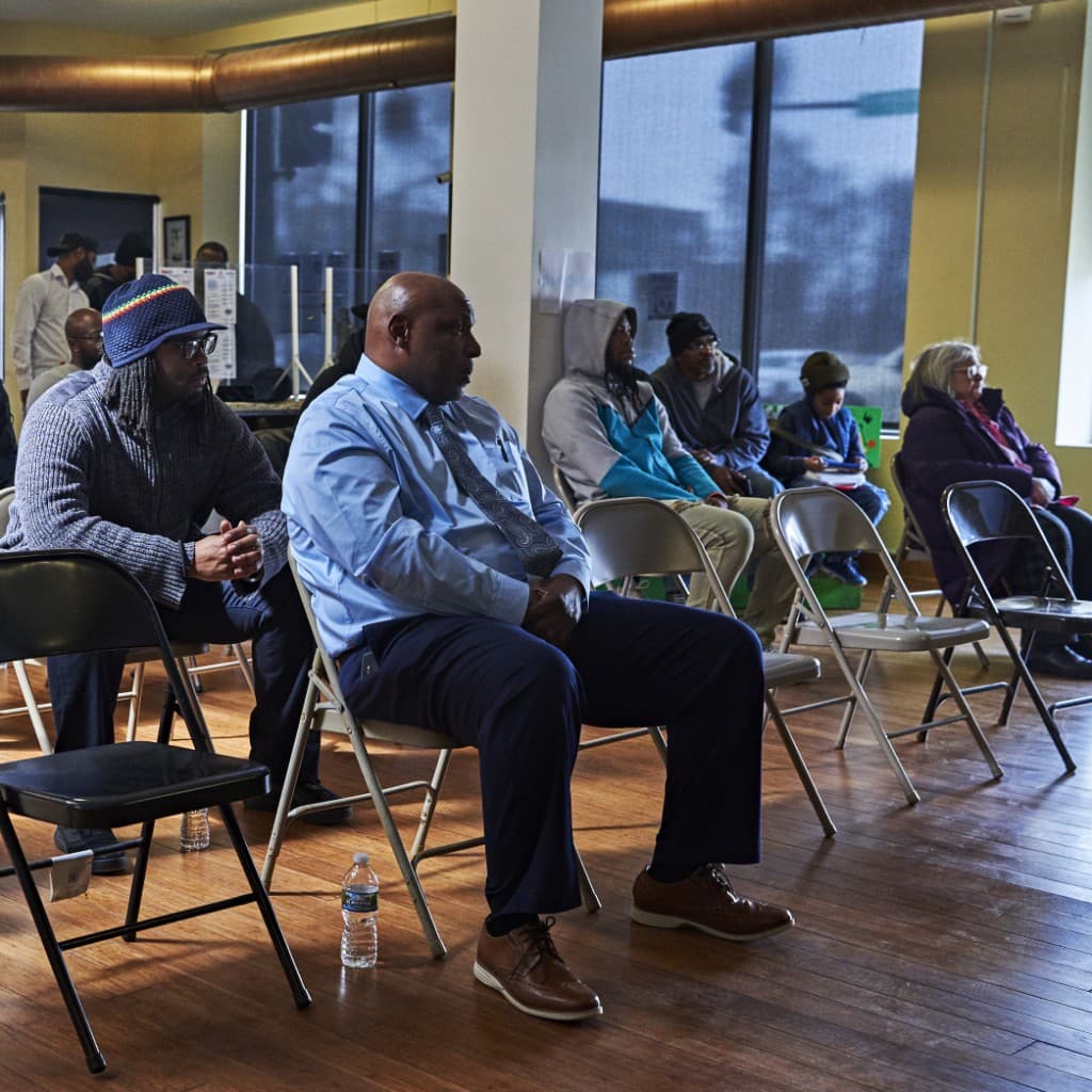 Community members gathered for a meeting